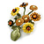 Yellow/ Brown Enamel Sunflower Bunch of Flowers Brooch - 60mm Tall - view 2
