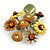 Yellow/ Brown Enamel Sunflower Bunch of Flowers Brooch - 60mm Tall - view 5
