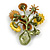 Yellow/ Brown Enamel Sunflower Bunch of Flowers Brooch - 60mm Tall - view 6