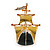 Yellow Gold/ Black Crystal Sailing-ship Brooch in Gold Tone - 45mm Tall - view 2