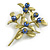 Charming Blueberry Floral Brooch in Olive Green/ Blue - 55mm Tall - view 2