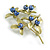 Charming Blueberry Floral Brooch in Olive Green/ Blue - 55mm Tall - view 5