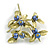 Charming Blueberry Floral Brooch in Olive Green/ Blue - 55mm Tall - view 6