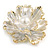 Large Dimentional White Pearl Flower Brooch/ Pendant in Gold Tone Metal - 50mm Across - view 2