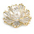 Large Dimentional White Pearl Flower Brooch/ Pendant in Gold Tone Metal - 50mm Across - view 5