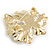 Large Dimentional White Pearl Flower Brooch/ Pendant in Gold Tone Metal - 50mm Across - view 4