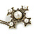 Vintage Inspired Pearl Bead and Cross Chain Brooch In Bronze Tone Metal - view 2