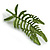 Large Green Enamel Fern Leaf Brooch In Silver Tone - 70mm Long - view 4