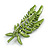 Large Green Enamel Fern Leaf Brooch In Silver Tone - 70mm Long - view 5
