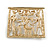Matte Gold Tone Egyptian Life Square Shape Brooch - 50mm Across