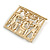 Matte Gold Tone Egyptian Life Square Shape Brooch - 50mm Across - view 4