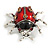 Red/ Black Enamel Citrine Crystal Ladybug/ Ladybird Brooch in Aged Silver Tone - 45mm Wide - view 8