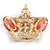Multicoloured Crystal/ Glass Bead Crown Brooch in Gold Tone - 452mm Across - view 6