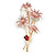 Pink Enamel Daisy Floral and Red Enamel Lady Bug Brooch/ Pendant in Gold Tone - 60mm Tall - view 2