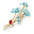 Light Blue Enamel Daisy Floral and Red Enamel Lady Bug Brooch/ Pendant in Gold Tone - 60mm Tall - view 6