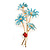Light Blue Enamel Daisy Floral and Red Enamel Lady Bug Brooch/ Pendant in Gold Tone - 60mm Tall - view 2