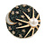 Sun/Moon/Stars Dark Green Enamel Round Brooch in Gold/ Silver Tone - 35mm Diameter