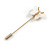 Small Gold Tone Mother of Pearl Butterfly Lapel, Hat, Suit, Tuxedo, Collar, Scarf, Coat Stick Brooch Pin - 60mm L - view 2