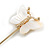 Small Gold Tone Mother of Pearl Butterfly Lapel, Hat, Suit, Tuxedo, Collar, Scarf, Coat Stick Brooch Pin - 60mm L - view 4