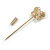 Small Gold Tone Mother of Pearl Butterfly Lapel, Hat, Suit, Tuxedo, Collar, Scarf, Coat Stick Brooch Pin - 60mm L - view 6