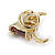 Small Red Resin with Clear CZ Bull Head Pin Brooch in Gold Tone - 20mm Across - view 5