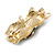Cute Crystal Enamel Kitty/ Cat Brooch In Gold Tone (Grey/White/Citrine) - 40mm Tall - view 5