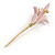 Light Pink Enamel Calla Lily Floral Brooch in Gold Tone - 70mm Long - view 6