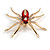 Red Enamel Clear Crystal Spider Brooch/ Pendant In Gold Tone - 50mm Across - view 5
