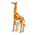 Striking Orange/Yellow Enamel Giraffe Brooch in Gold Tone - 60mm Tall - view 2