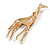 Striking Orange/Yellow Enamel Giraffe Brooch in Gold Tone - 60mm Tall - view 4