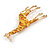Striking Orange/Yellow Enamel Giraffe Brooch in Gold Tone - 60mm Tall - view 6