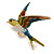 Multicoloured Enamel Swallow Bird Brooch In Gold Tone - 50mm Long - view 2