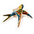 Multicoloured Enamel Swallow Bird Brooch In Gold Tone - 50mm Long - view 4