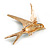 Multicoloured Enamel Swallow Bird Brooch In Gold Tone - 50mm Long - view 6