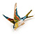 Multicoloured Enamel Swallow Bird Brooch In Gold Tone - 50mm Long - view 5