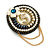 Handmade Crystal Pearl Beaded Fabric/Felt Brooch with Gold Tone Chains - 50mm Diameter - view 4