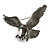 Striking Eagle Bird Brooch in Gun Metal Finish - 45mm Across - view 2