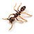 Brown Enamel Ant Brooch in Gold Tone - 50mm Long - view 4