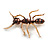 Brown Enamel Ant Brooch in Gold Tone - 50mm Long - view 5