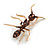 Brown Enamel Ant Brooch in Gold Tone - 50mm Long - view 2