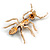 Brown Enamel Ant Brooch in Gold Tone - 50mm Long - view 6
