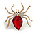 Clear/ Red Crystal Spider Brooch In Gold Tone - 50mm Across - view 7