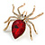 Clear/ Red Crystal Spider Brooch In Gold Tone - 50mm Across - view 2