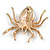 Clear/ Red Crystal Spider Brooch In Gold Tone - 50mm Across - view 4