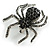 Vintage Inspired Black/Grey Crystal Spider Brooch In Silver Tone Metal - 50mm Tall - view 7