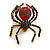 Vintage Inspired Red/ Purple Crystal Spider Brooch In Gold Tone Metal - 50mm Tall - view 5