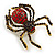 Vintage Inspired Red/ Purple Crystal Spider Brooch In Gold Tone Metal - 50mm Tall - view 8