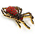 Vintage Inspired Red/ Purple Crystal Spider Brooch In Gold Tone Metal - 50mm Tall - view 6