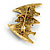 Blue/Black Crystal Bat Brooch/Pendant In Aged Gold Tone Metal - 60mm Across - view 4