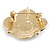 Black Enamel White Faux Pearl Flower Brooch/ Pendant in Gold Tone - 40mm Across - view 5